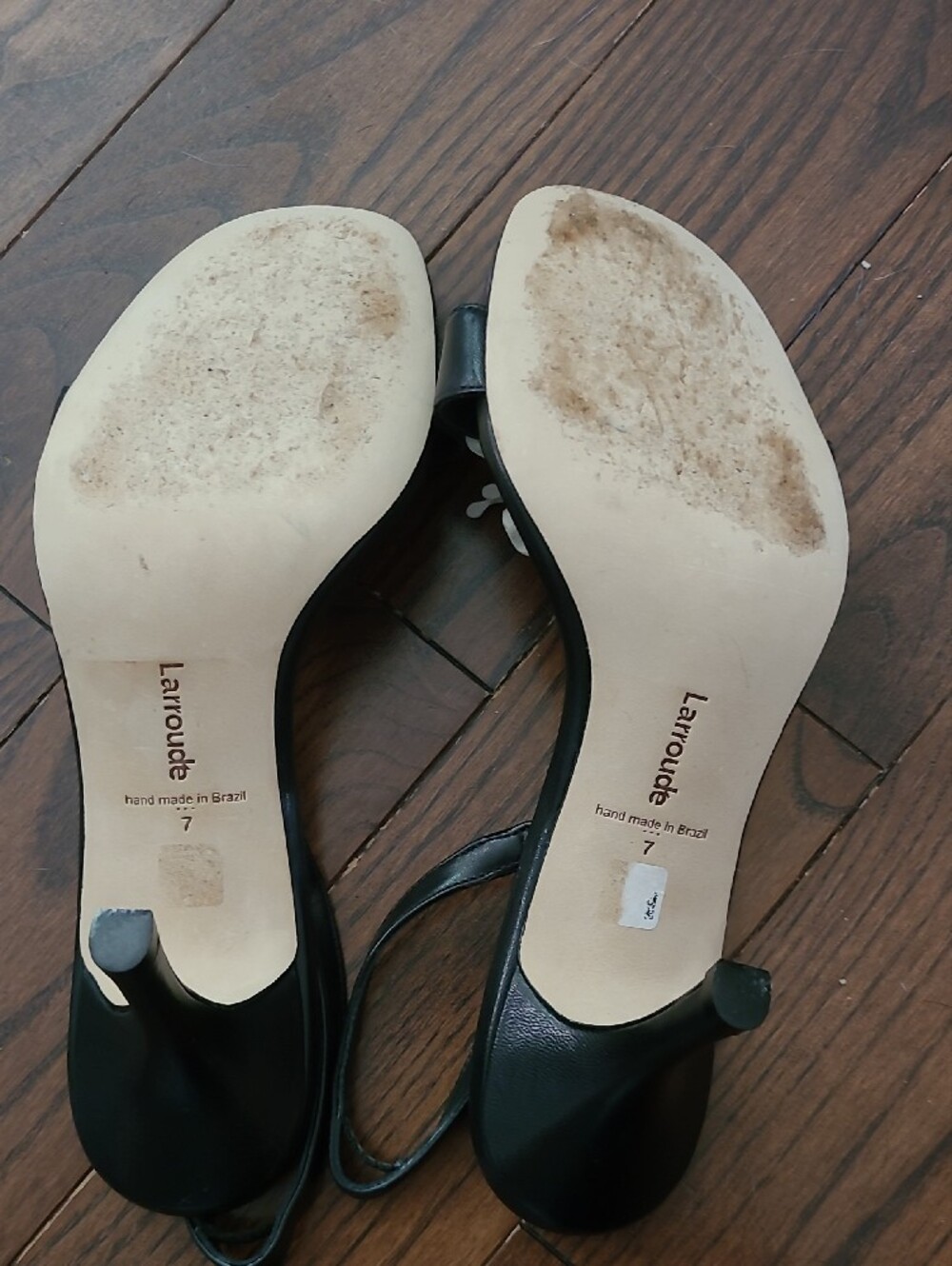 New Larroude Hibiscus Leather Black Slingback Sandals Women's Size 7 - Picture 5 of 5